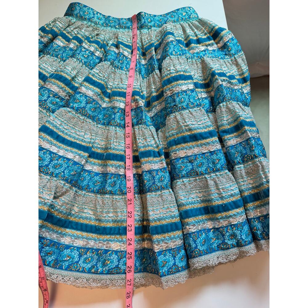 Vintage 70s Desert Flower Turquoise Western Top Circle Skirt Festival Prairie - Picture 15 of 16
